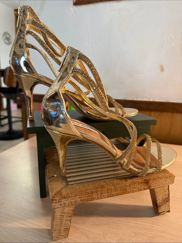Steve Madden Metallic Gold Multi-Strap Stiletto Sandals - Image 2