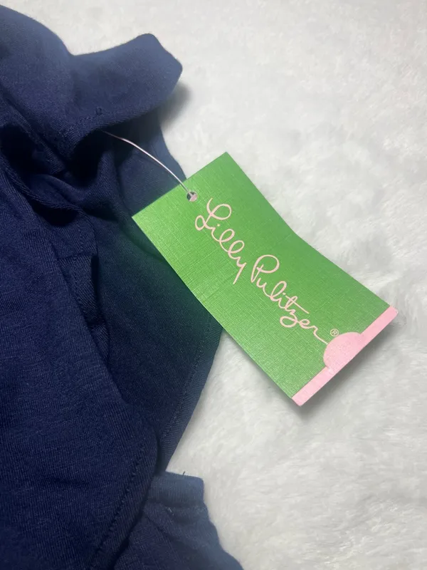 Lilly Pulitzer Navy One-Shoulder Ruffle Top - Image 2