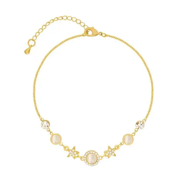 18K Gold Plating Crystal Star Charms Opal Bracelet - Image 3