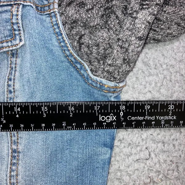 Denim Hoodie Jacket Women M Blue Gray Mixed‎ Media Grunge Street Indie Outerwear - Image 7