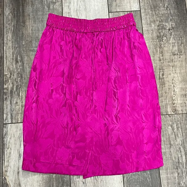 Adrianna Papell Fuchsia Pink Silk Skirt With Floral Design Size 8 - Image 5