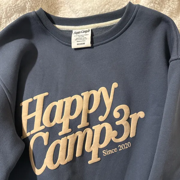 Happy Camper Sweatshirt Navy Blue Size M - Image 2