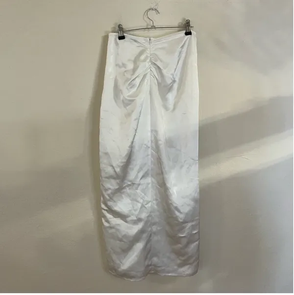 Zara Draped Satin Effect White Midi Skirt Size: XS - Image 7