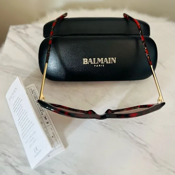 BALMAIN 56mm Modified Cat Eye Sunglasses, Polarized, Designer, Red Tortoise, NWT - Image 16