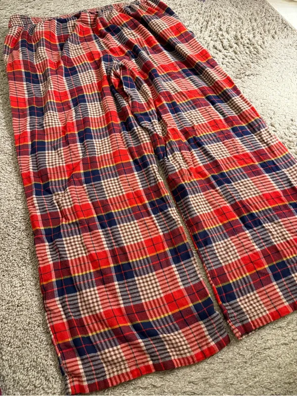 aerie Red Navy Plaid Flannel Skater Pajama Pants - size XL - Image 6