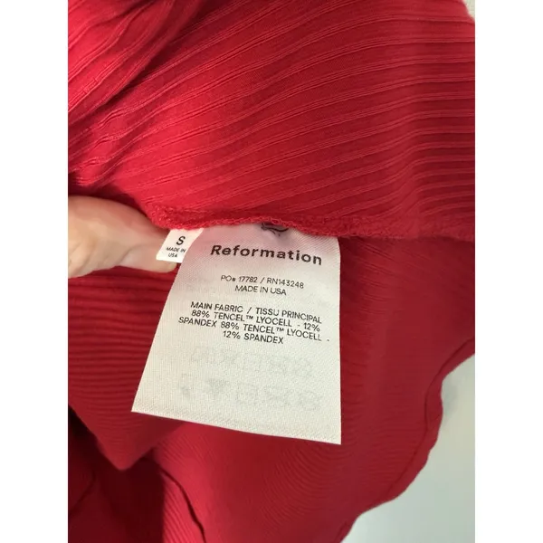 Reformation Jeans Maya Cherry Red Ribbed Turtleneck Mini Dress Long Sleeves XS - Image 7