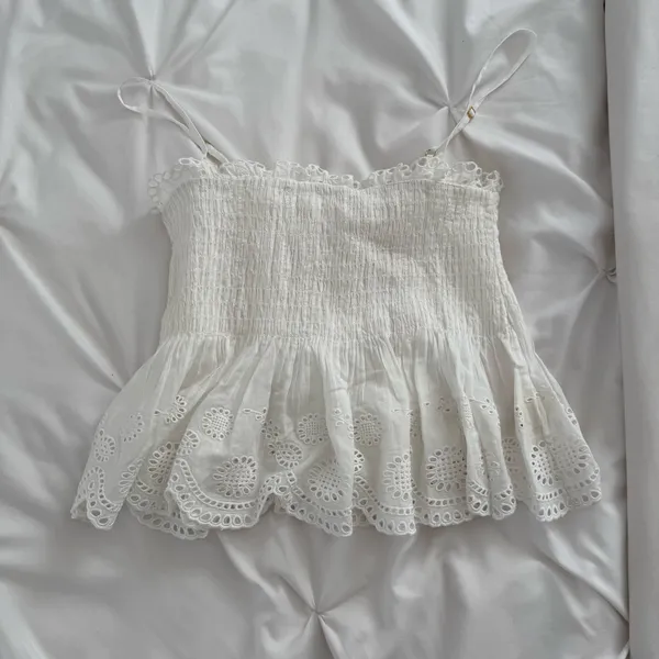 LOVESHACKFANCY CONDIE EYELET TOP! - Image 2