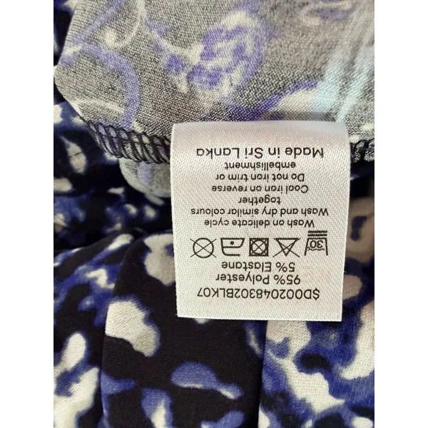 David Emanuel Animal Print Sequin V-Neck Shift Dress Blue Black Size 12 US - Image 4