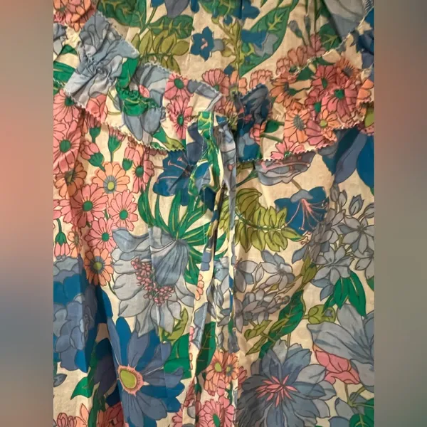 J.Crew Cotton Tie-Front Gathered Sleeves‎ Ruffle Top in Fairy Floral Size XS - Image 6