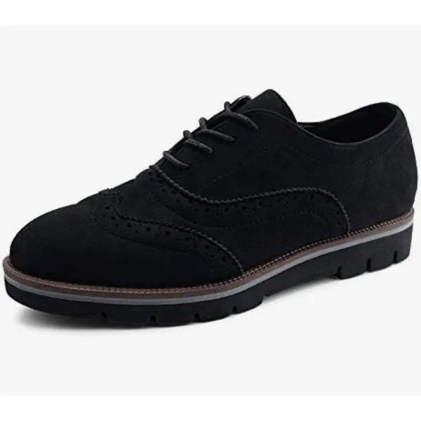 JABASIC Women's Brogue Oxford Walking Shoes Lace-Up Casual Black Size 9.5 NEW - Image 3