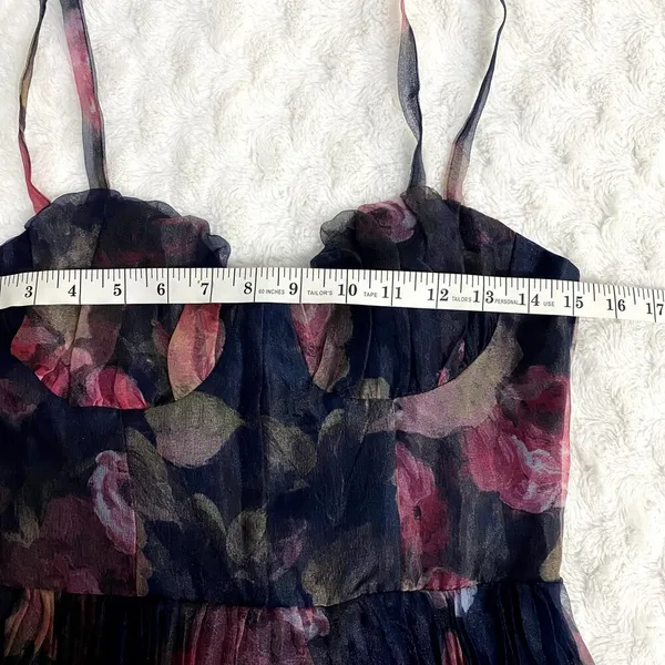 NWOT Lulus Alluring Invite Midnight Blue Floral Pleated Bustier Midi Dress S - Image 7