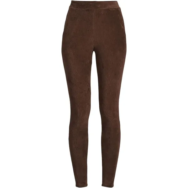 Lands' End Womens Sport Knit High Rise Corduroy Leggings Rich Coffee Brown PL - Image 7