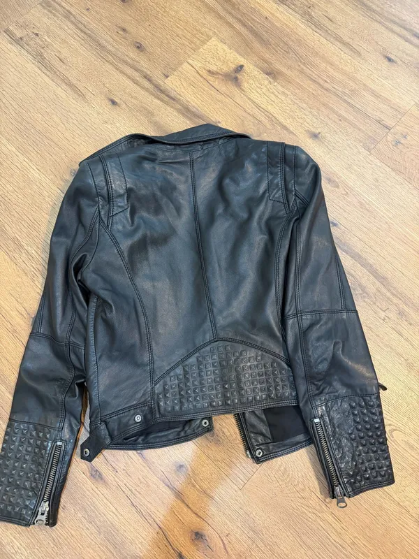Zara Studded Genuine Leather Jacket Women size M - Image 2