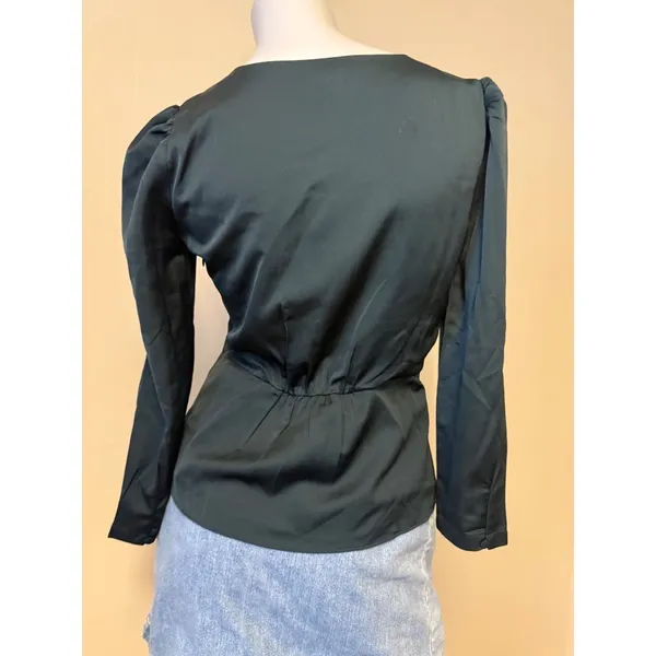 J.Crew Womens Long Sleeve V-Neck Button-Up Peplum Blouse Size 2 Deep Green - Image 12