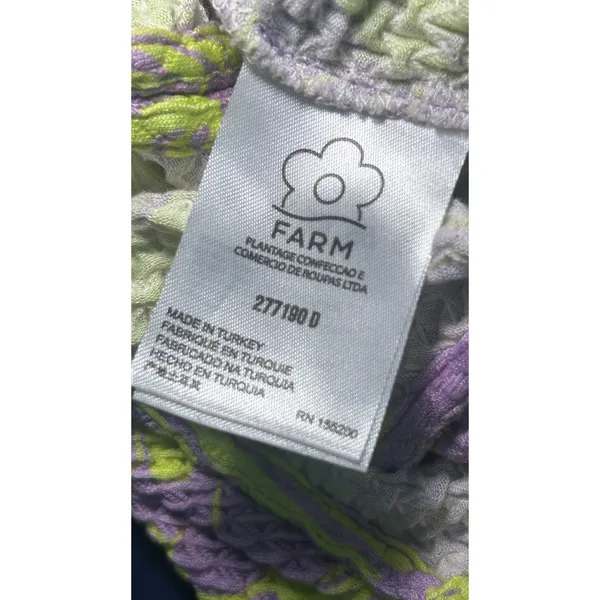 Farm Rio Anthropologie Maxi‎ Dress Tropical Smocked S Purple Lime Green Floral - Image 5