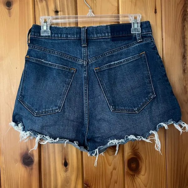 Abercrombie & Fitch Jean Shorts Cutoff Short Dark Wash High Rise Curve Love 2/26 - Image 2