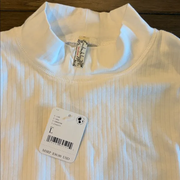 New With Tags Free People Intimately White Ribbed Mock Turtleneck Sz L - Image 2
