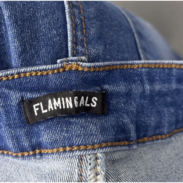 Flamingals Cargo Jeans Women Size XL Blue Denim Streetwear Straight Leg 90s Vibe - Image 6