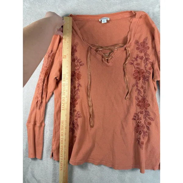 Sundance Catalog Orange Embroidered Sweatshirt Size M Boho Western Beachy - Image 6