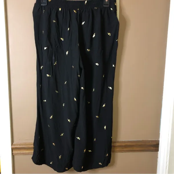 Solitaire Swim Martini Glass Coverup Wide Leg‎ Pants Black Gold Medium - Image 2