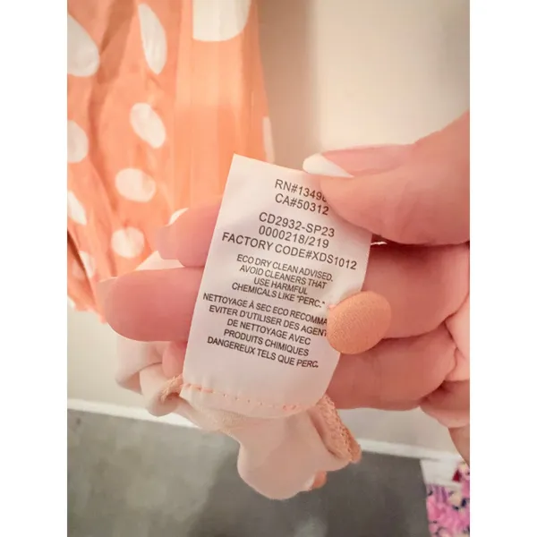 For Love & Lemons‎ Mini Dress Women L Peach Polka Dot CD2932-SP23 Lace Trim New - Image 9