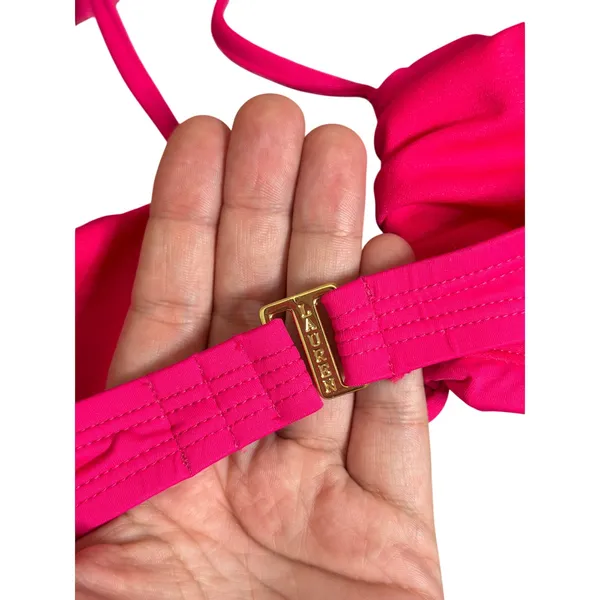 Lauren Ralph Lauren V Wire Bandeau Bikini Top Size 6‎ Hot Pink Swimwear NEW - Image 4