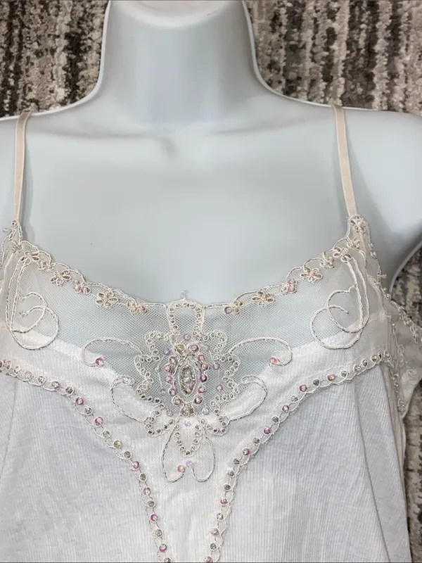Y2K Fang Glam Size Large White Camisole vintage - Image 2