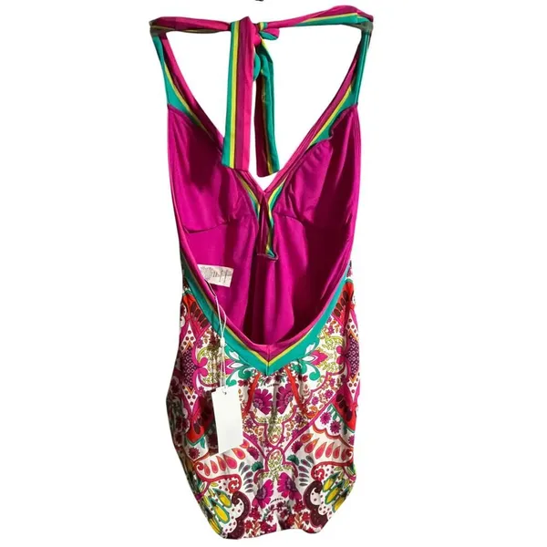 Trina Turk Hawaiian Garden Border Halter Plunge One Piece Swimsuit - Image 6