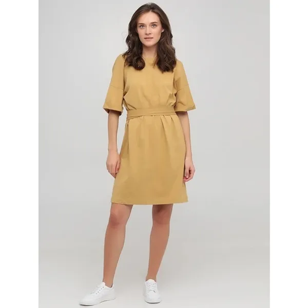 Zara Belted Tunic Shirt Mini Dress Brown Beige Size Large 100% Cotton - Image 9