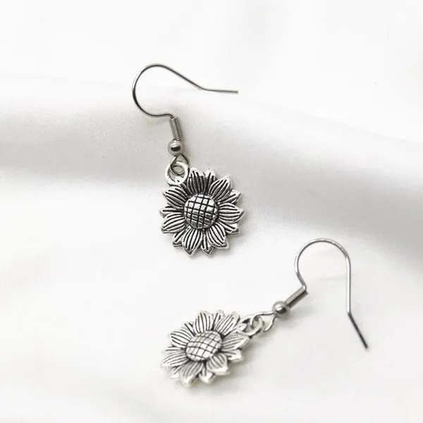 Sunflower earrings Silver - Image 2