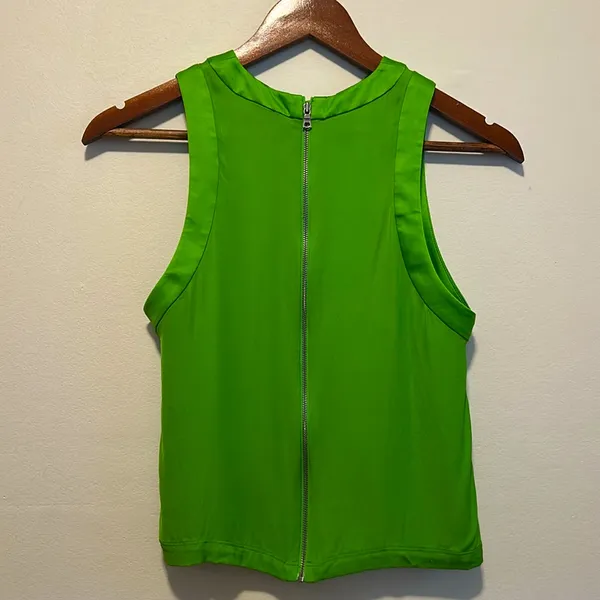 Alice + Olivia Green Zipper Back Tank Top - Image 5