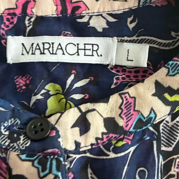 Maria cher Floral Button Down Long Sleeve Blouse Multicolor L (#04098) - Image 13