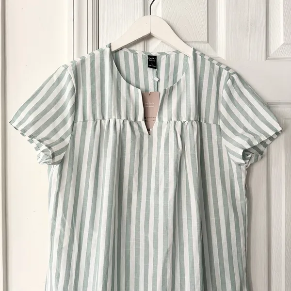Emery Rose NWT Green White Nautical Striped Notched Collar Boxy Sundress Large - Image 3