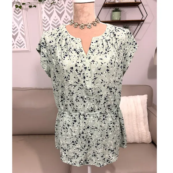 41 Hawthorn Stitch Fix Floral Blouse Custom Tailored Fit Cinch Women’s Sz Large - Image 2