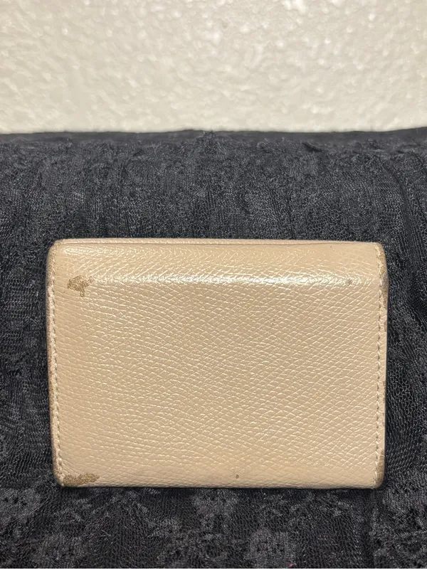 Fendi Tortora Gray Leather F Is Fendi Micro Trifold Wallet Chain Card Case Italy - Image 4