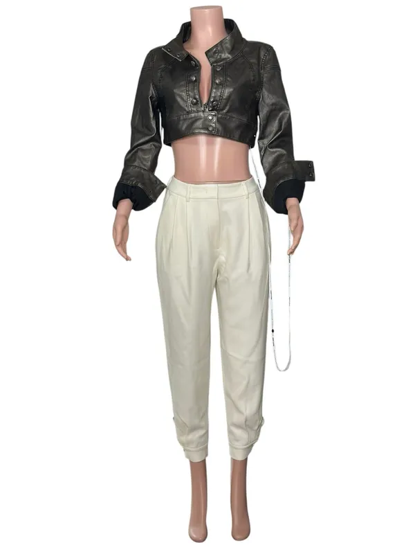 JADED LONDON Alektra Military Faux Leather Crop Jacket, Metallic Black, Medium - Image 8