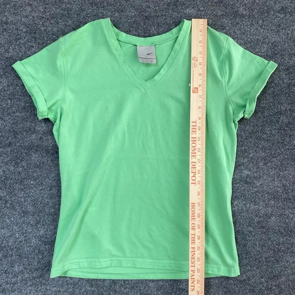 Vintage Nike Bright Green V-Neck Short Sleeve Tee Shirt Activewear Gym Y2k 2000s - Image 7