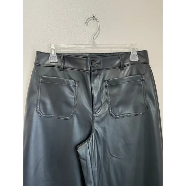LOFT Faux Leather Wide‎ Leg Crop Pants Size 6 High Rise Modern Minimal Chic - Image 7