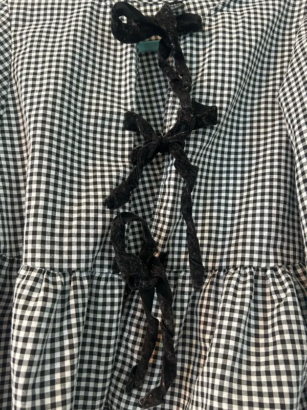 Shein Gingham Tie Top Front - Image 4