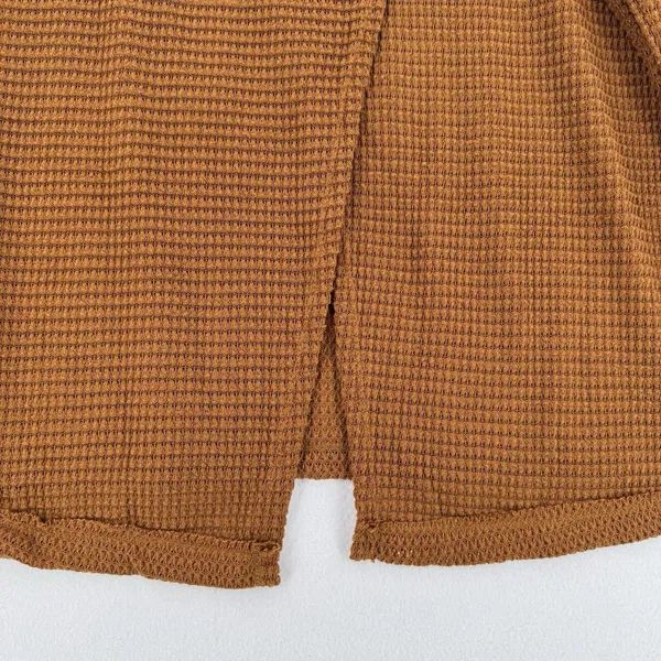 Fantastic Fawn Waffle Knit Cowl Neck Sweater S Rust Oversized Hi Low Boho Tunic - Image 6