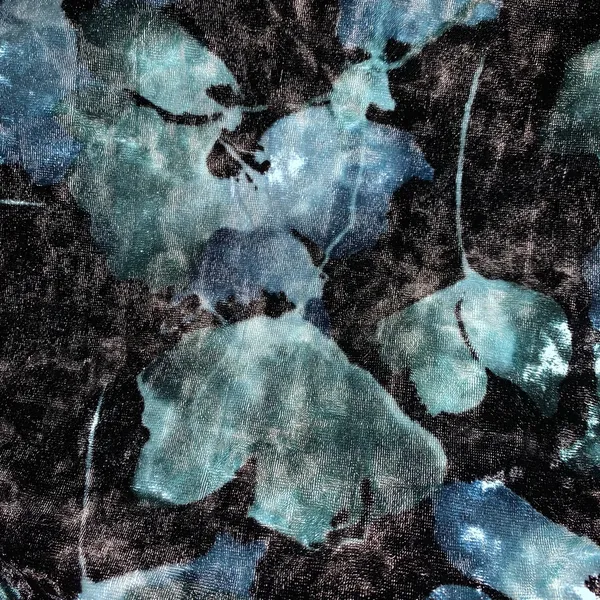 Women's leaf pattern velvet kaftan/dress blue/black & green OS made in US - Image 3