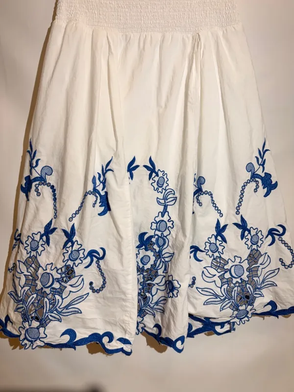 Anthropologie White Cotton Cutwork Embroidered Lined Midi Skirt Size S - Image 10