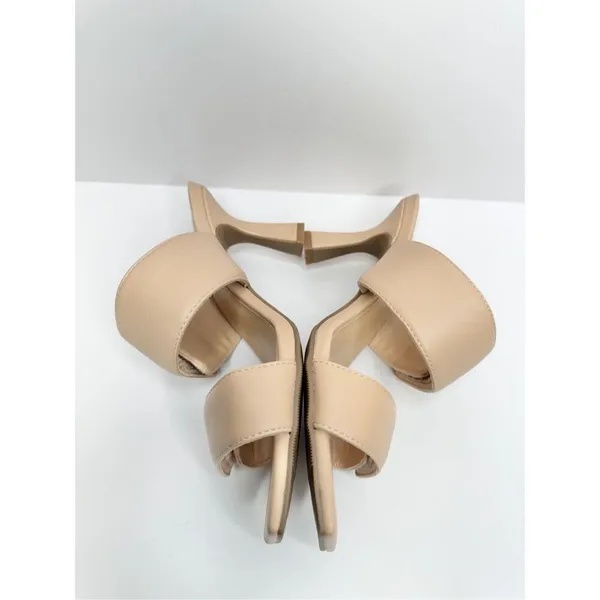 Open Edit Sandals‎ Size 6 Qarly Heeled Tan Open Square Toe Slip On Heels - Image 6