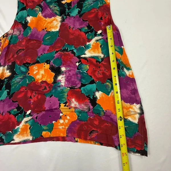 Carole Little Vintage Floral Sleeveless V-Neck Tank Top - Image 4