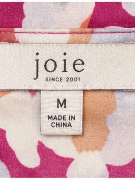 Joie Floral Button Front Blouse Medium Pink 100% Viscose High Low Satin Feel - Image 5