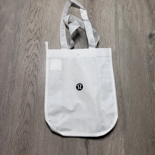 Lululemon Athletica Small Reusable Shopping Tote Bag White Black‎ Eco-Friendly - Image 2