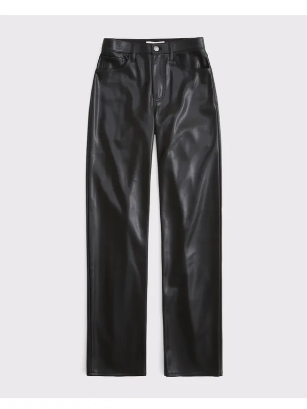 Abercrombie & Fitch Curve Love High Rise 90s Relaxed Vegan Leather Pants - Image 6