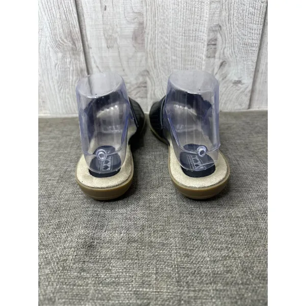 Womens Black Slide On Sandals Size 7 With Flower Rhinestone Detail Open Toe - Image 3