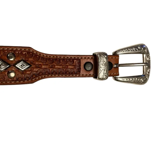 Concho Cowgirl Leather Belt with Silver Studded Hardware - Image 11