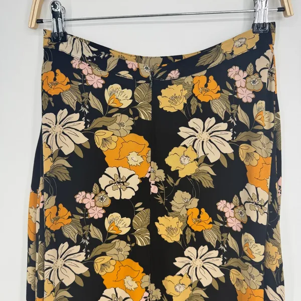 Natural Life Floral Maxi Skirt XS Black Orange Boho Hippie Cottagecore Slit - Image 8